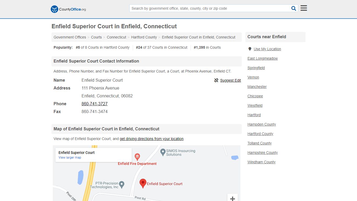 Enfield Superior Court - Enfield, CT (Address, Phone, and Fax)